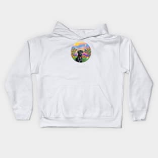 Sky Angel Rainbow Bridge with a Black Labrador Retriever Kids Hoodie